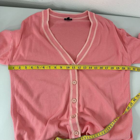 Talbots Sweater Womens Large Pink Button Cardigan Stretch Office Casual Vneck - Picture 9 of 15